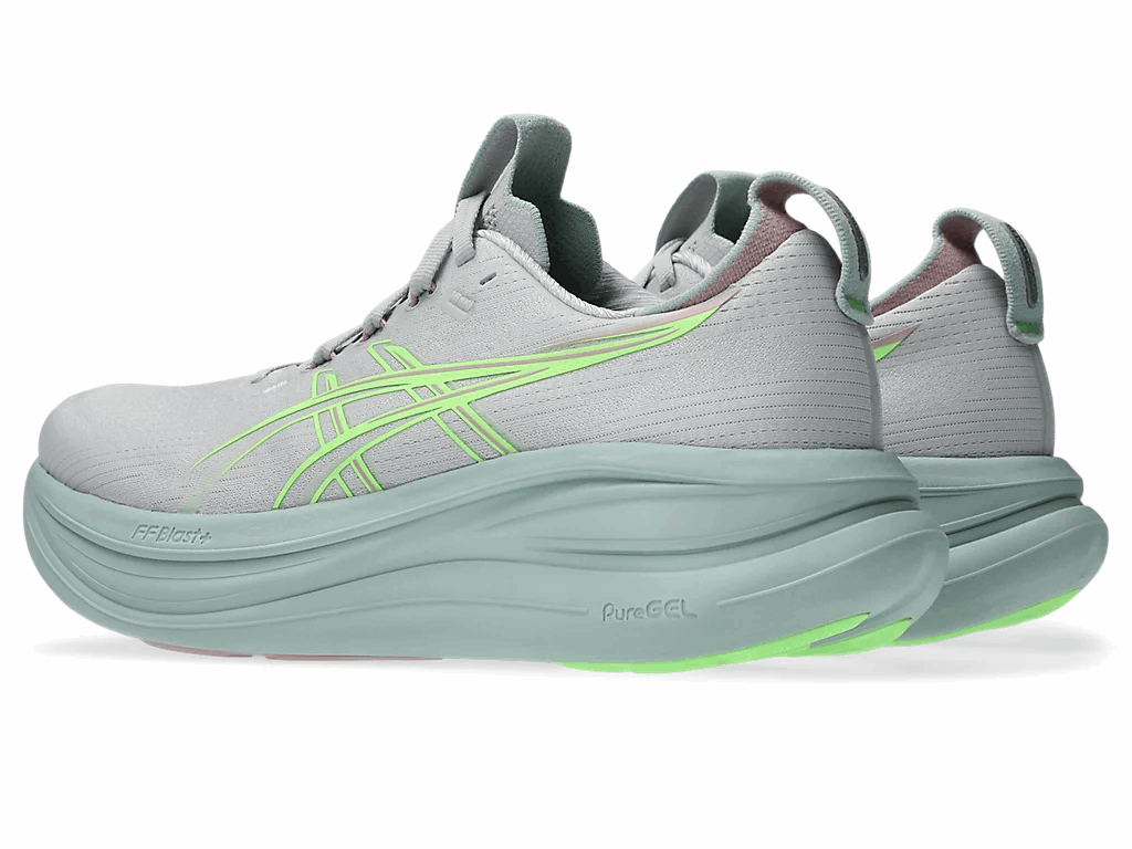 ASICS Gel-Nimbus 28 Women's Running Shoes In  Cloud Grey Illuminate Green - Island Run Club