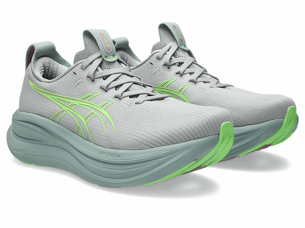 ASICS Gel-Nimbus 28 Women's Running Shoes In  Cloud Grey Illuminate Green - Island Run Club