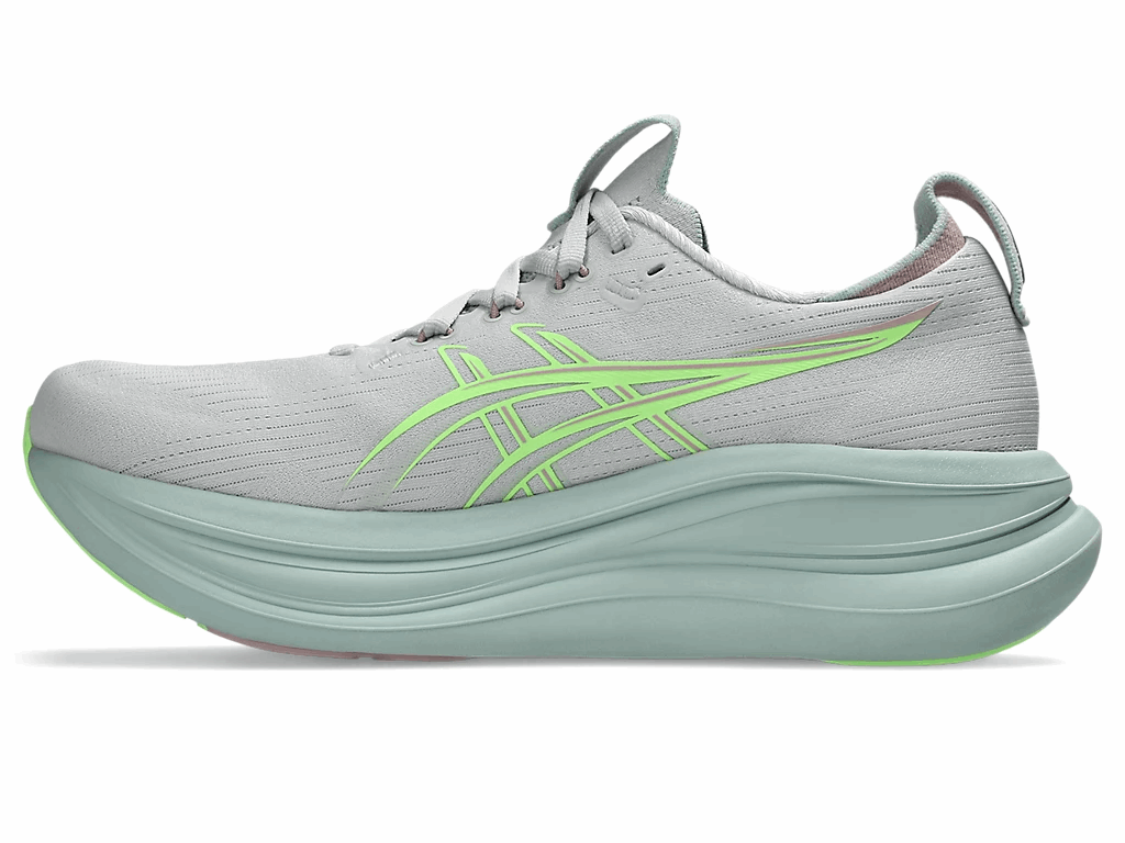 ASICS Gel-Nimbus 28 Women's Running Shoes In  Cloud Grey Illuminate Green - Island Run Club