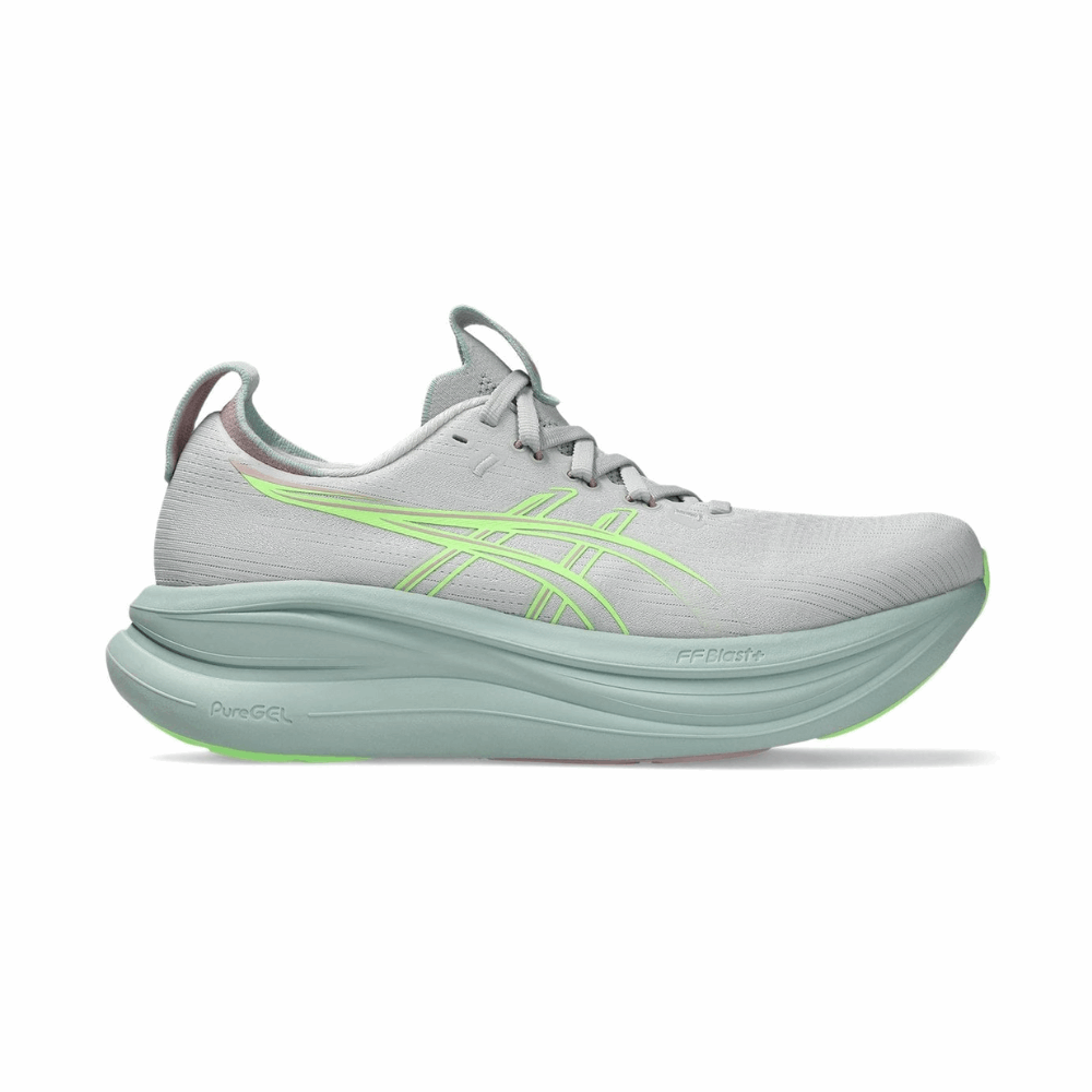 ASICS Gel-Nimbus 28 Women's Running Shoes In  Cloud Grey Illuminate Green - Island Run Club