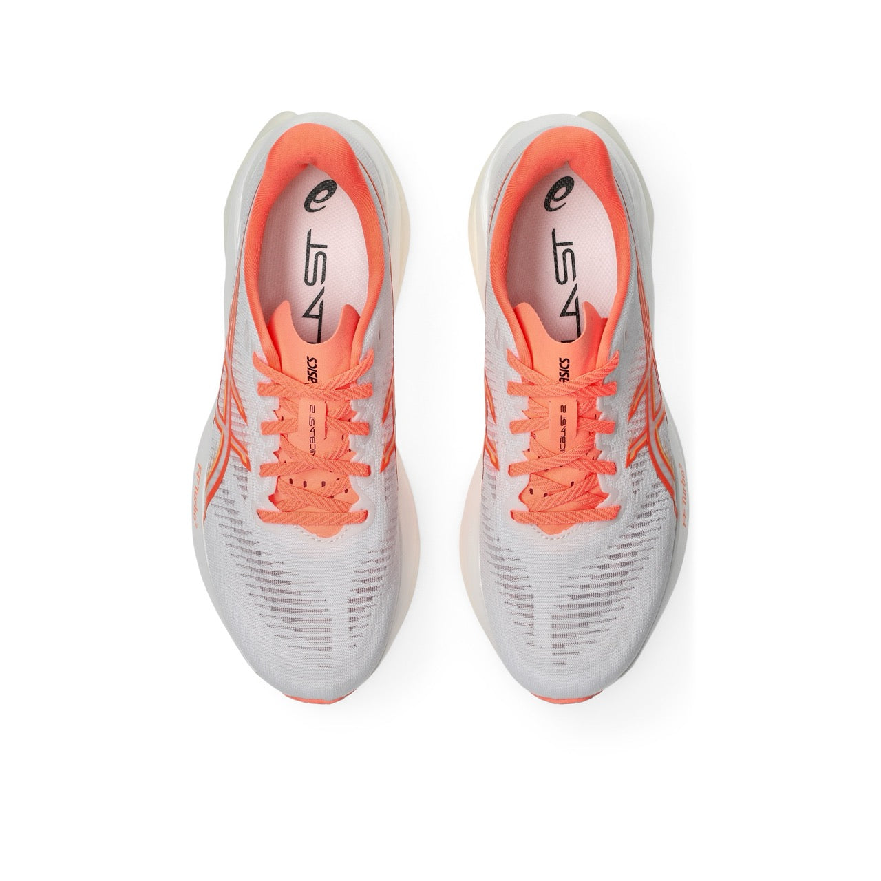 ASICS Sonicblast 2 running shoes, gray uppers with coral laces and mesh lining with branding