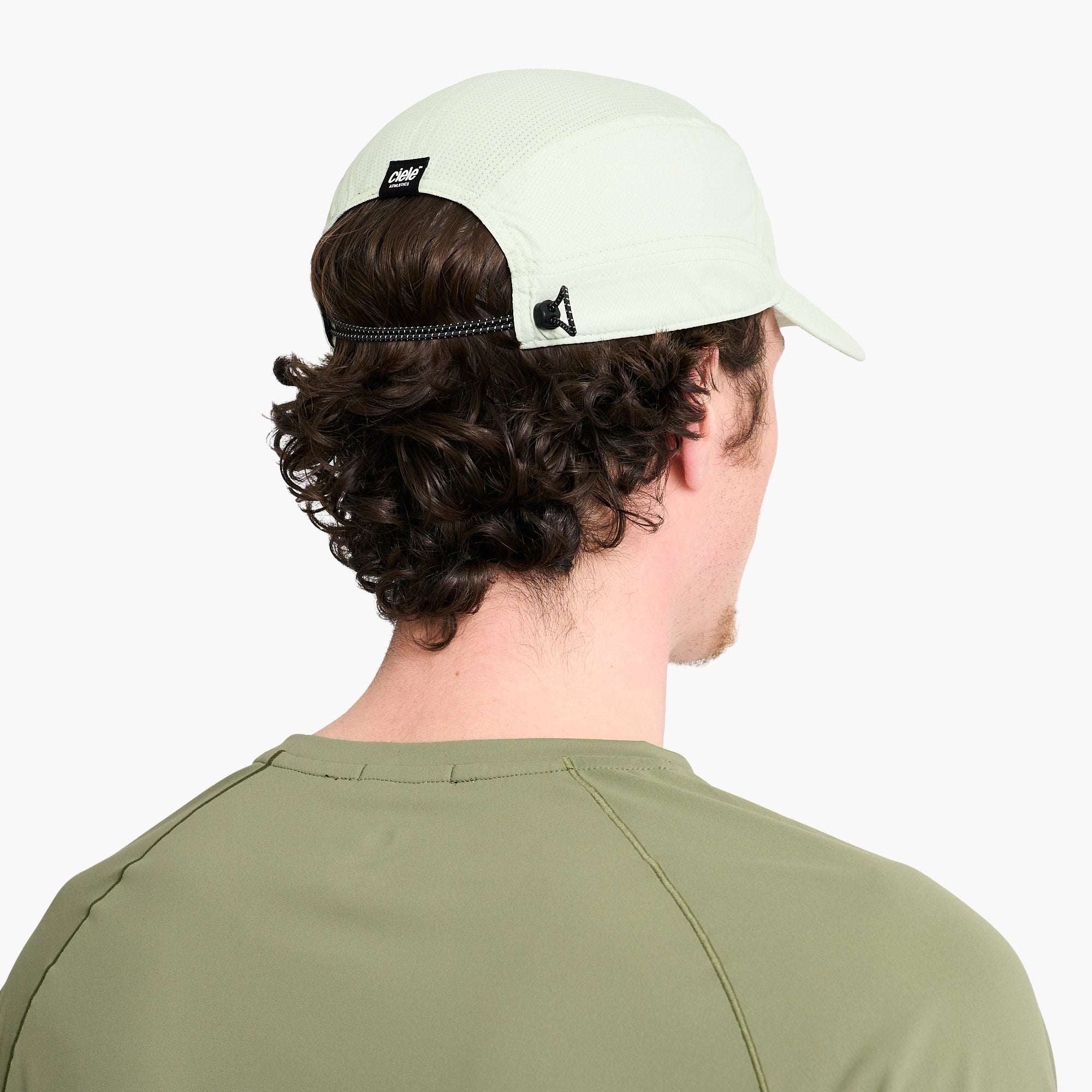 Light moss Ciele FSTCap Classic cap, back view with curved brim