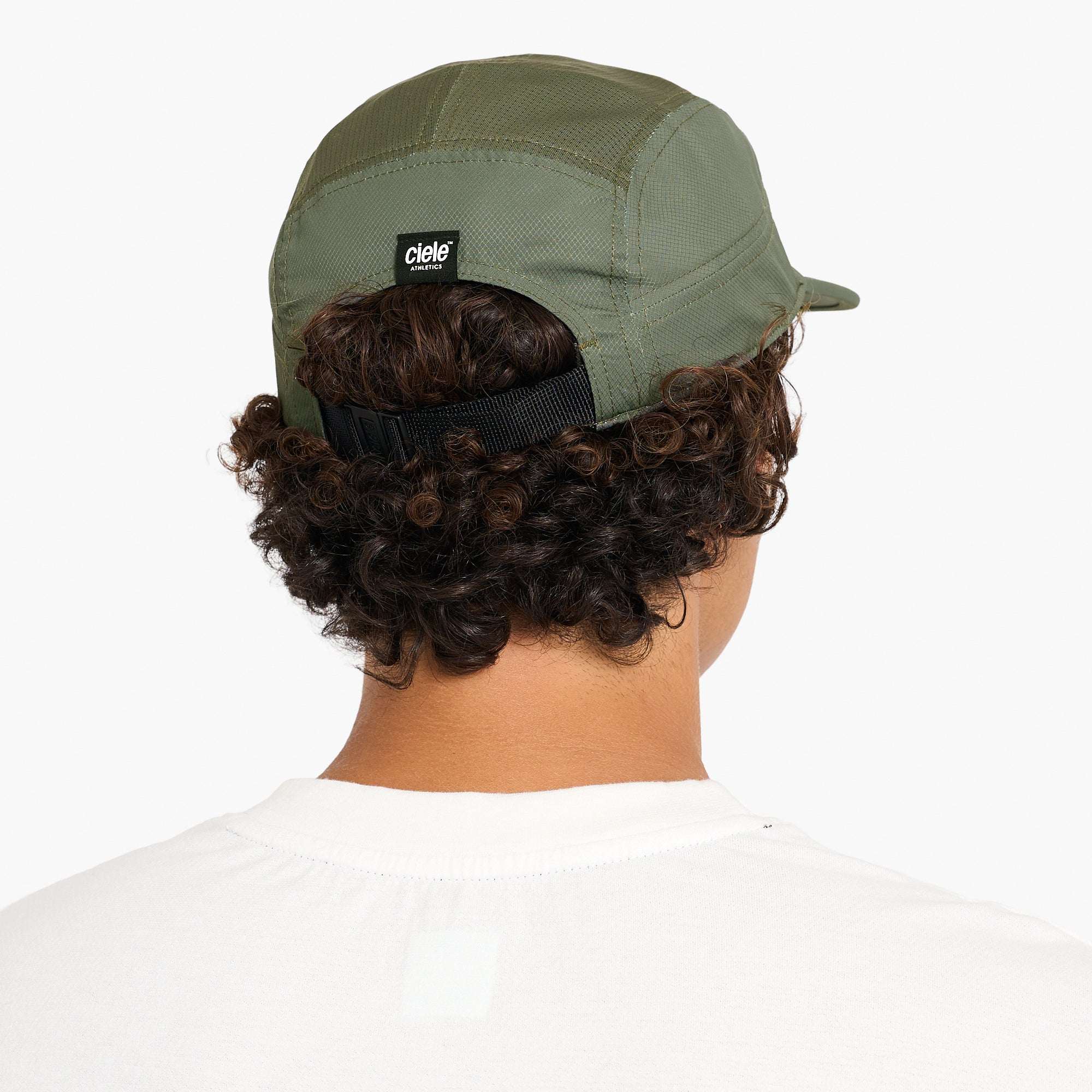 Kombu green Ciele GOCap Classic cap, back view with adjustable strap and rear label.