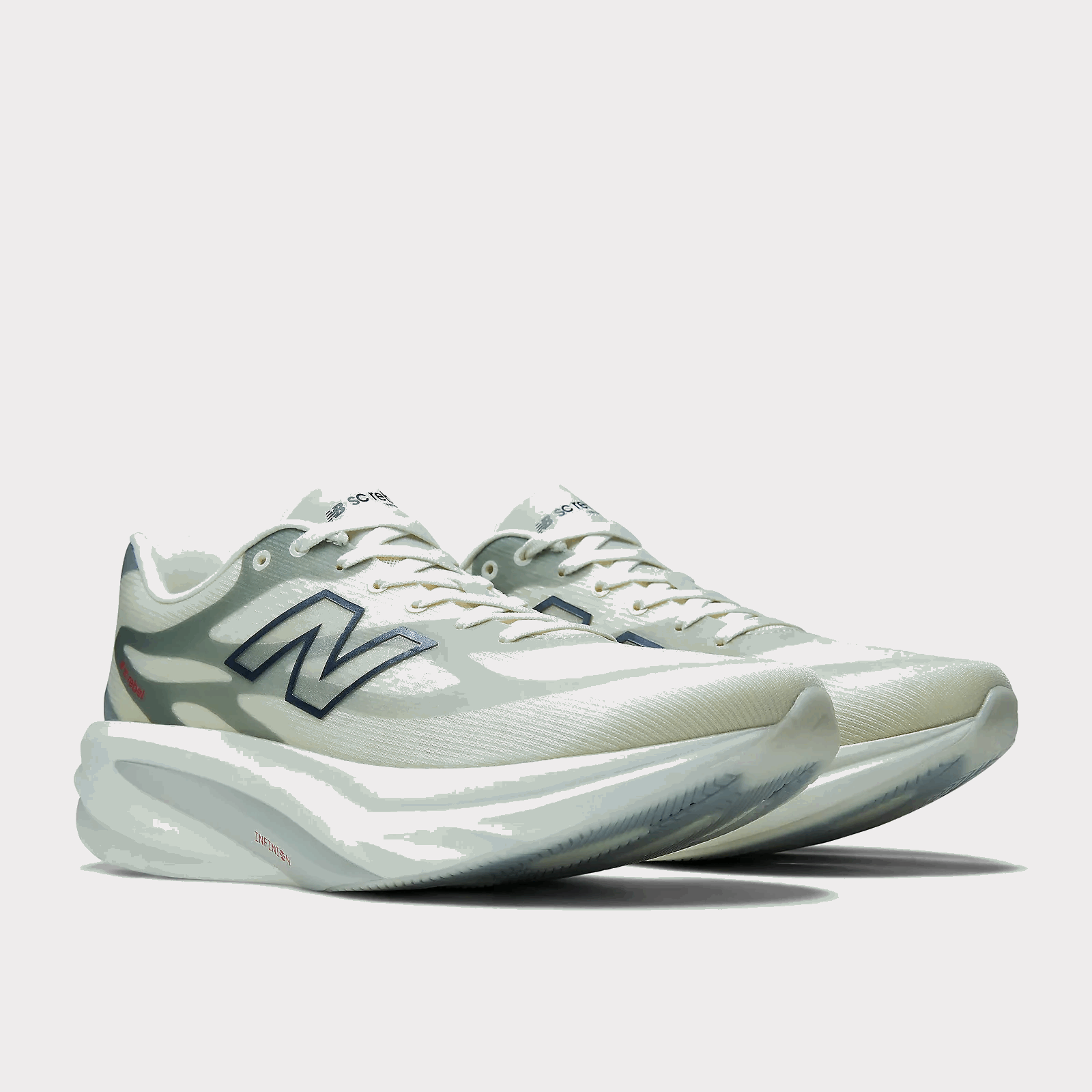 Men's SuperComp Rebel running shoes in light green with blue camo panels and thick white midsole