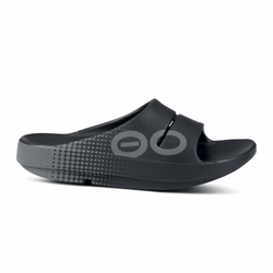 OOFOS OOahh Sport Black/Matrix Recovery Slides | Island Run Club